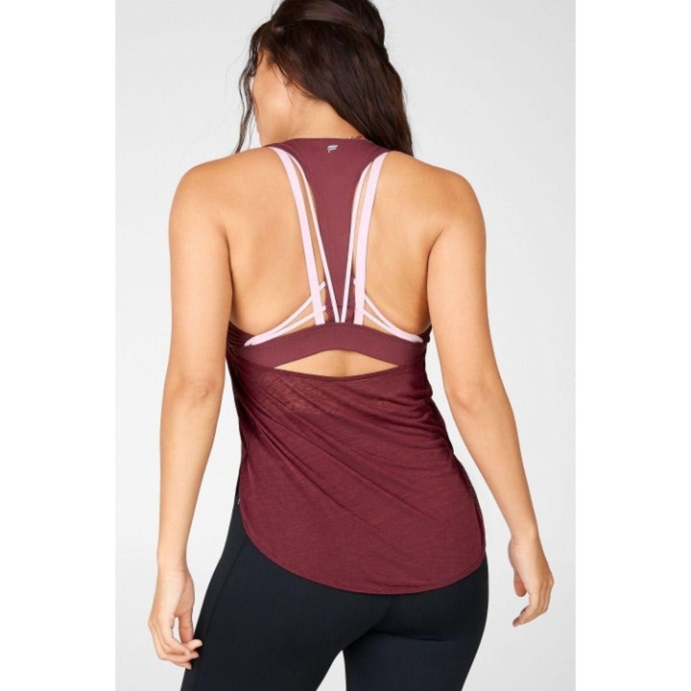 BOGO Fabletics Women's Maroon Tank Top with Pink Strappy Back